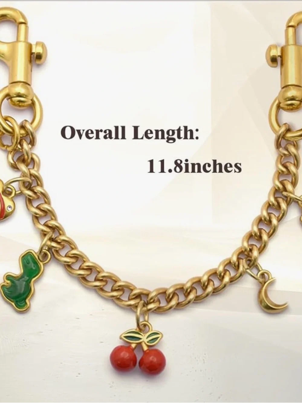 Designer-Inspired Jueqiba chain Bag charm Gold Chain and Cherry Charm